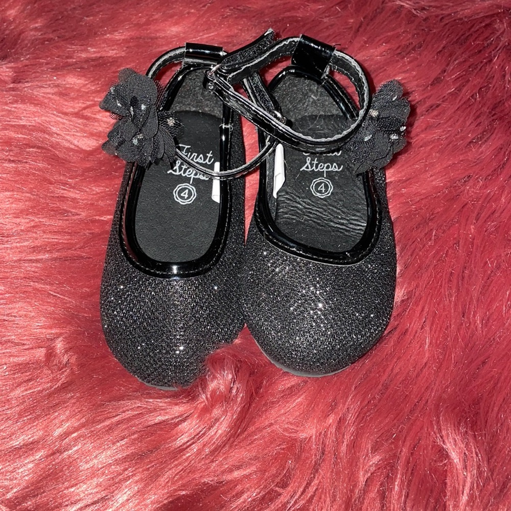 NWOT! Girls Baby First Steps Black Dress Shoes